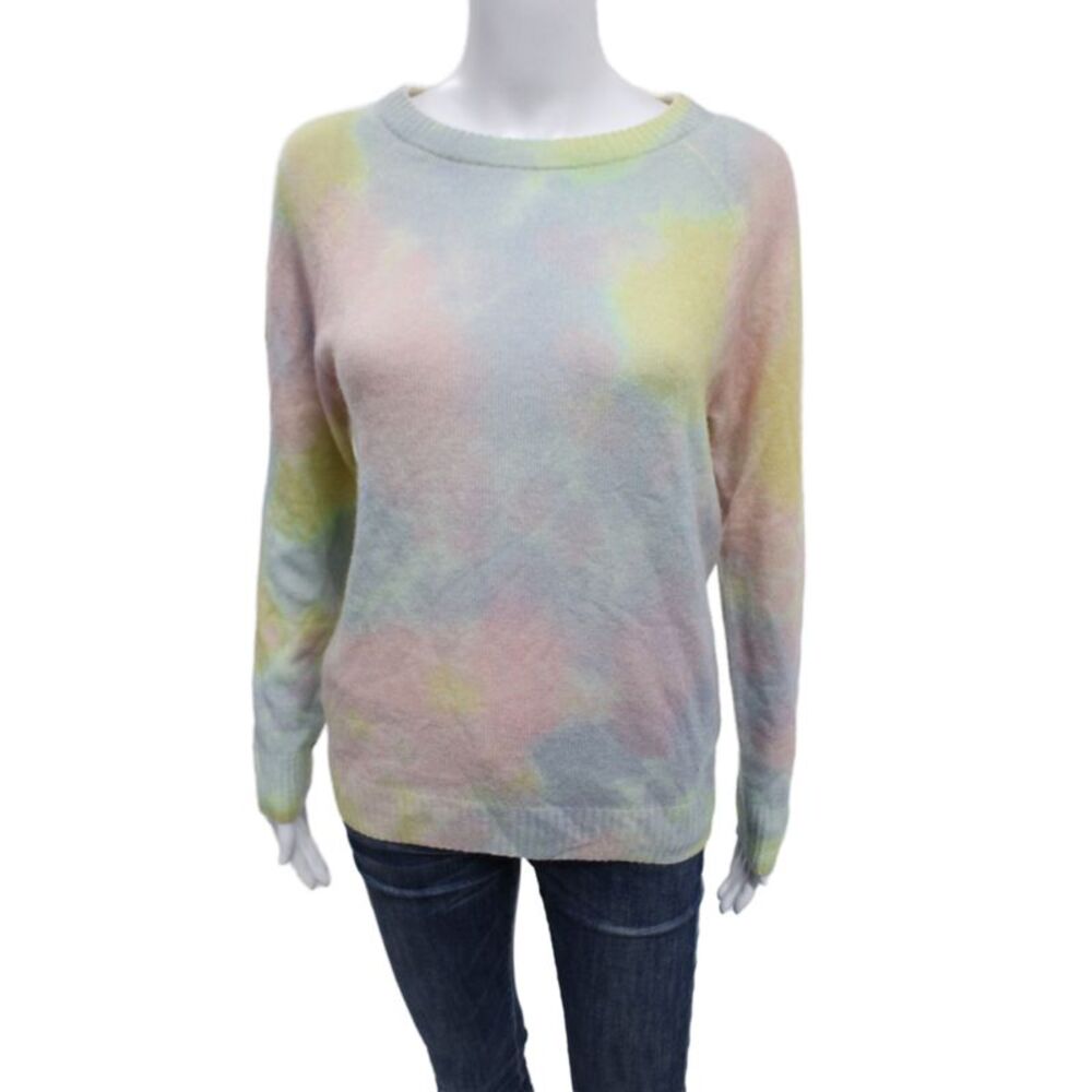 Autumn Cashmere Women Multicolor Tie Dye Crew Neck Pullover Cashmere Size XS